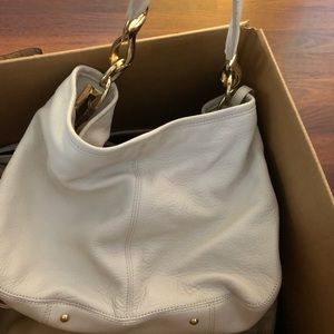 Calvin Klein Cream Hobo Bag with Gold Chains